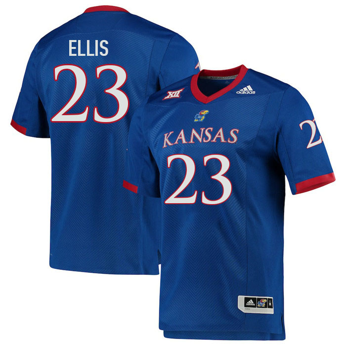 Men #23 Mason Ellis Kansas Jayhawks College Football Jerseys Stitched Sale-Royal